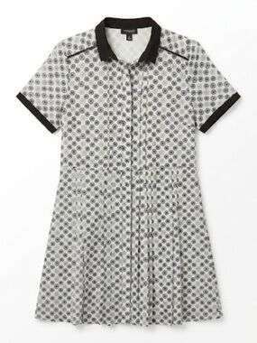 Jason Wu Target Black White Pleated Summer Mini Dress Medium Bicycle Wheel Print